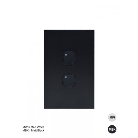 Clouded Leopard -u00a0Switch Vertical 2u00a0Gang, Push Button Electronic, 1200W/500VA  Matt White x5 - CLSWV2GPBEMW