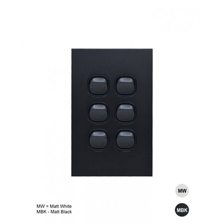 Clouded Leopard -u00a0Switch Vertical 6 Gang 16AX/20A 250V  Matt White x5 - CLSWV6GMW