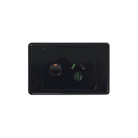 Cougar - Power Point Switched 1 Gang, 15A 250V~  Black x10 - COPP151GBK