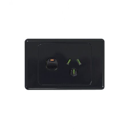 Cougar - Power Point Switched 1 Gang, 10A 250V~  Black x10 - COPP1GBK