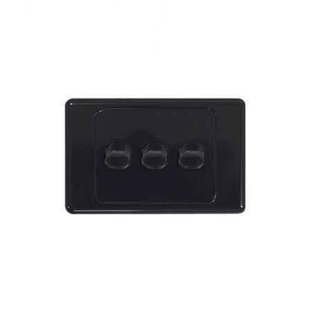 Cougar - Switch Horizontal 3 Gang 10AX/16A 250V~  Black x10 - COSW3GBK