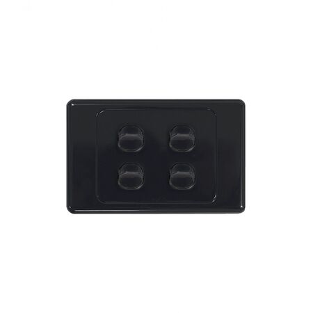 Cougar - Switch Horizontal 4 Gang 10AX/16A 250V~  Black x10 - COSW4G