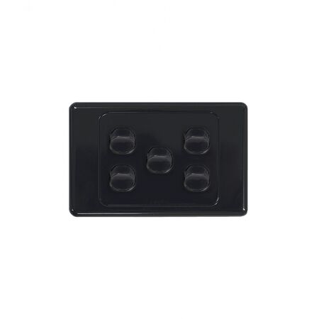 Cougar - Switch Horizontal 5 Gang 10AX/16A 250V~  Black x5 - COSW5GBK