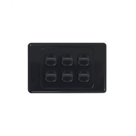 Cougar - Switch Horizontal 6 Gang 10AX/16A 250V~  Black x5 - COSW6GBK