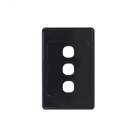 Cougar - Switch Plate Vertical 3 Gang (Less Mech)  Black x10 - COSWPV3GBK