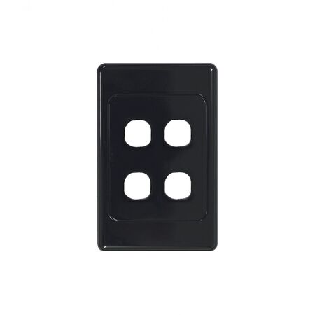 Cougar - Switch Plate Vertical 4 Gang (Less Mech)  Black x10 - COSWPV4GBK