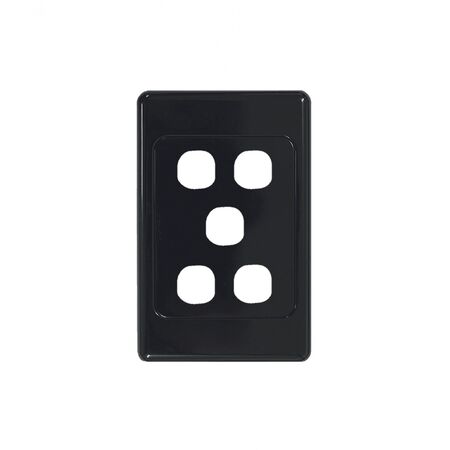 Cougar - Switch Plate Vertical 5 Gang (Less Mech)  Black x10 - COSWPV5GBK