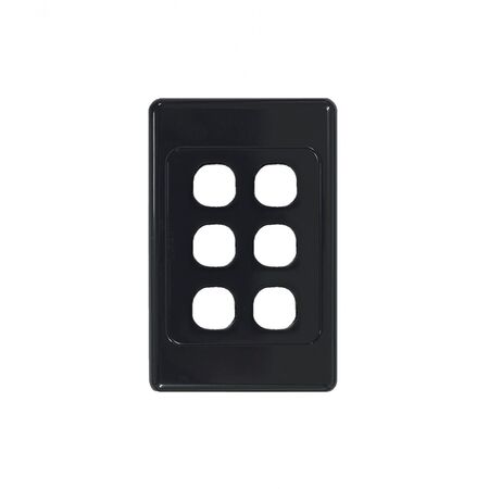 Cougar - Switch Plate Vertical 6 Gang (Less Mech)  Black x10 - COSWPV6GBK