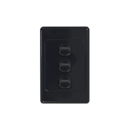 Cougar - Switch Vertical 3 Gang 10AX/16A 250V~  Black x10 - COSWV3GBK
