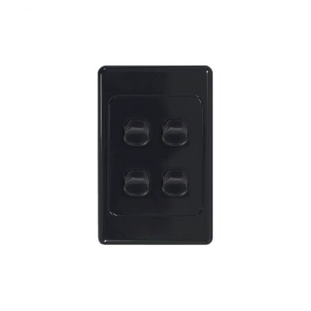 Cougar - Switch Vertical 4 Gang 10AX/16A 250V~  Black x10 - COSWV4GBK
