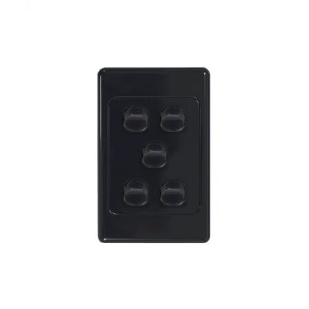 Cougar - Switch Vertical 5 Gang 10AX/16A 250V~  Black x5 - COSWV5GBK