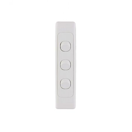 Cougar -u00a0Architrave Switch Vertical 3 Gang, 10AX/16A 250V~  White x10 - COSWVA3G