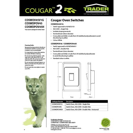 Switch Oven 45A 250V~ Double Pole, Horizontal  x5 - COSWDPOV45H