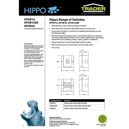 Double Outdoor Switch IP66 20A/16AX  Grey x1 - HPSW2G