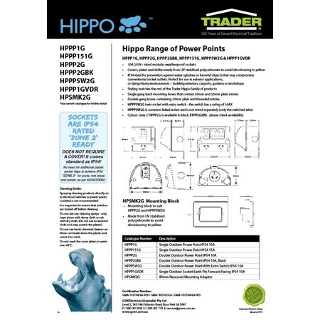 Single Outdoor Socket, Earth Pin Forward Facing IP54 10A  x1 - HPPP1GVDR