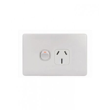 Flat Cat - Power Point Switched 1 Gang Slim 15A 250V  Matt White x10 - FLPP151GMW