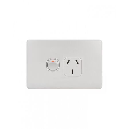 Flat Cat - Power Point Switched 1 Gang 10A 250V~  Matt White x10 - FLPP1GMW