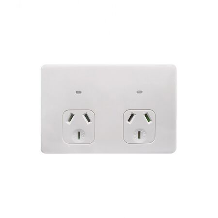 Flat Cat -u00a0Power Point Auto Switched 2 Gang 10A 250V~  Matt White x5 - FLPP2GAUMW