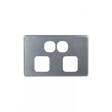 Flat Cat - Power Point Switched 2 Gang 10A 250V~  Brushed Aluminium Cover x10 - FLPP2GCBA