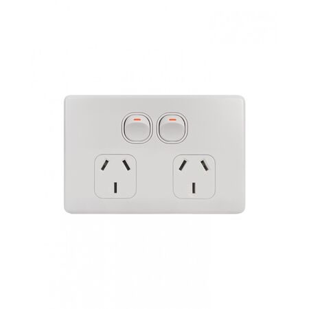 Flat Cat - Power Point Switched 2 Gang 10A 250V~  Matt White x10 - FLPP2GMW