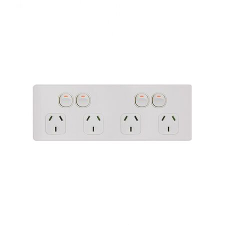 Flat Cat -u00a0Power Point Switched 4 Gang 10A 250V Flush Mount with Custom Mounting Bracket  Matt White x20 - FLPP4GMW