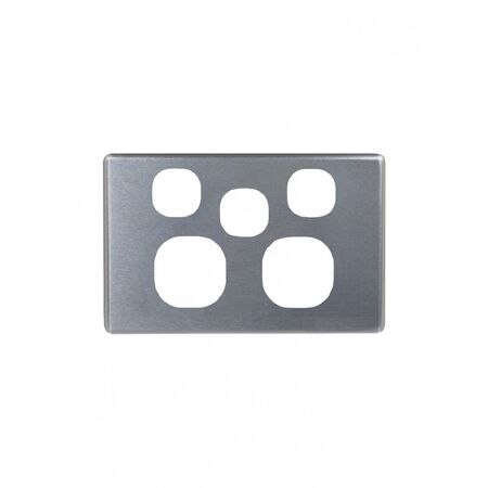 Flat Cat -u00a0Power Point Switched 2 Gang 10A 250V~ With Removable Extra Switch 16AX/20A  Brushed Aluminium Cover x5 - FLPPSW2GCBA