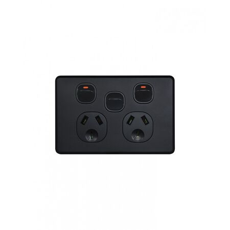 Flat Cat -u00a0Power Point Switched 2 Gang 10A 250V~ With Removable Extra Switch 16AX/20A  Matt Black x5 - FLPPSW2GMBK