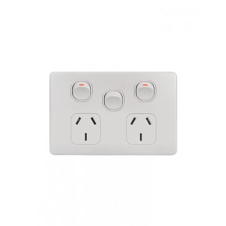 Flat Cat -u00a0Power Point Switched 2 Gang 10A 250V~ With Removable Extra Switch 16AX/20A  Matt White x5 - FLPPSW2GMW