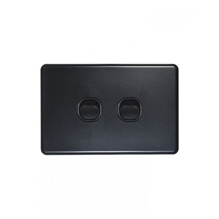 Flat Cat - Switch Horizontal 2 Gangu00a010AX/16A 250V~  Matt Black x10 - FLSW2GMBK