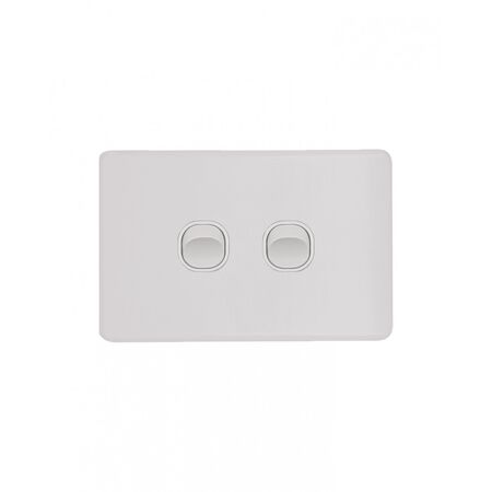 Flat Cat - Switch Horizontal 2 Gangu00a010AX/16A 250V~  Matt White x10 - FLSW2GMW