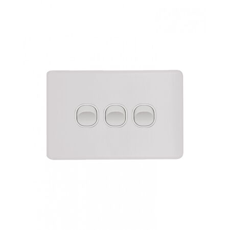 Flat Cat -u00a0Switch Horizontal 3 Gangu00a010AX/16A 250V~  Matt White x10 - FLSW3GMW