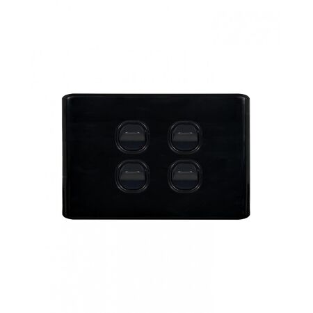 Flat Cat -u00a0Switch Horizontal 4 Gangu00a010AX/16A 250V~  Black x10 - FLSW4GBK