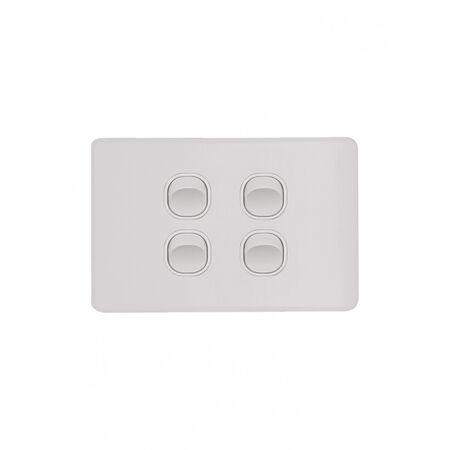 Flat Cat -u00a0Switch Horizontal 4 Gangu00a010AX/16A 250V~  Matt White x10 - FLSW4GMW