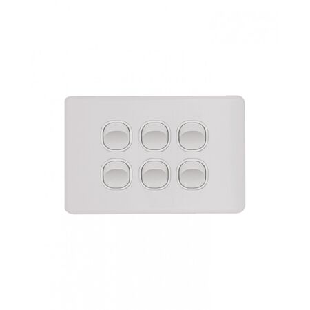 Flat Cat - Switch Horizontal 6 Gang 10AX/16A 250V~  Matt White x5 - FLSW6GMW