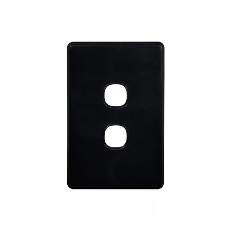 Flat Cat - Switch Plate Vertical 2 Gang (Less Mech)  Black x10 - FLSWPV2GBK