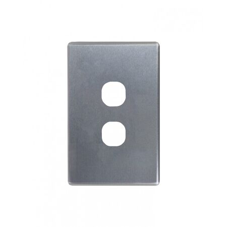 Flat Cat - Switch Vertical 2 Gang 10AX/16A 250V~  Brushed Aluminium Cover x10 - FLSWPV2GCBA