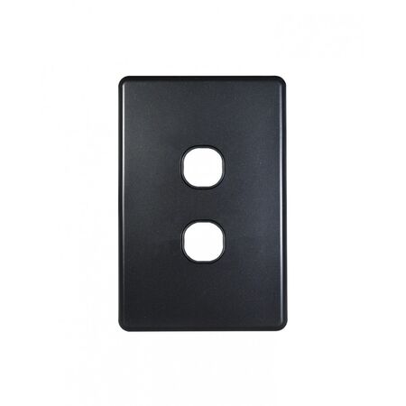 Flat Cat - Switch Plate Vertical 2 Gang (Less Mech)  Matt Black x10 - FLSWPV2GMBK
