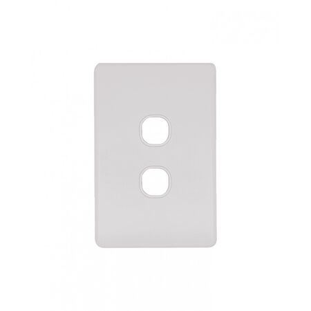 Flat Cat - Switch Plate Vertical 2 Gang (Less Mech)  Matt White x10 - FLSWPV2GMW