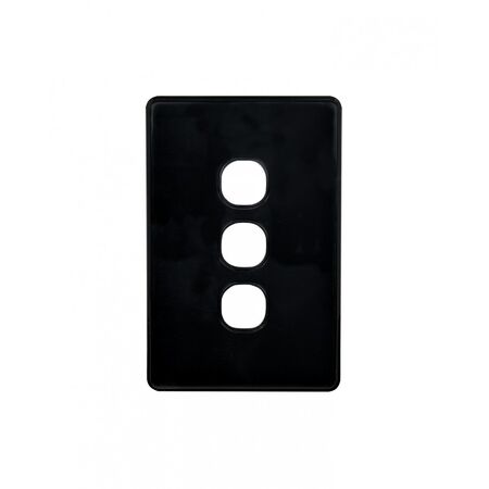 Flat Cat - Switch Plate Vertical 3 Gang (Less Mech)  Black x10 - FLSWPV3GBK