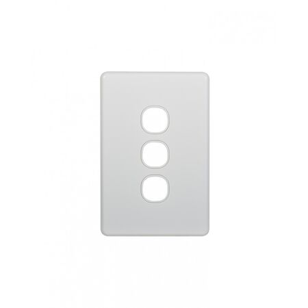 Flat Cat -u00a0Switch Horizontal 3 Gangu00a010AX/16A 250V~  Replacement White Cover x10 - FLSWPV3GCO