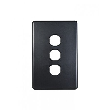 Flat Cat - Switch Plate Vertical 3 Gang (Less Mech)  Matt Black x10 - FLSWPV3GMBK
