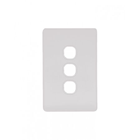 Flat Cat - Switch Plate Vertical 3 Gang (Less Mech)  Matt White x10 - FLSWPV3GMW