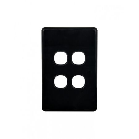 Flat Cat - Switch Plate Vertical 4 Gang (Less Mech)  Black x10 - FLSWPV4GBK