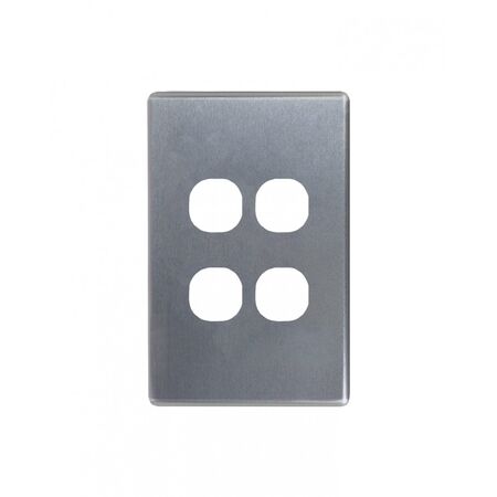 Flat Cat - Switch Vertical 4 Gang 10AX/16A 250V~  Brushed Aluminium Cover x10 - FLSWPV4GCBA