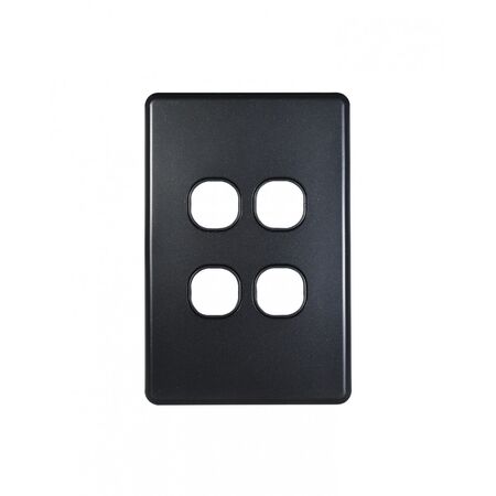 Flat Cat - Switch Plate Vertical 4 Gang (Less Mech)  Matt Black x10 - FLSWPV4GMBK