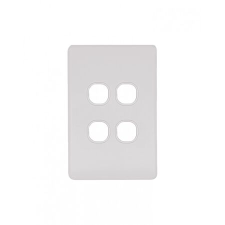 Flat Cat - Switch Plate Vertical 4 Gang (Less Mech)  Matt White x10 - FLSWPV4GMW