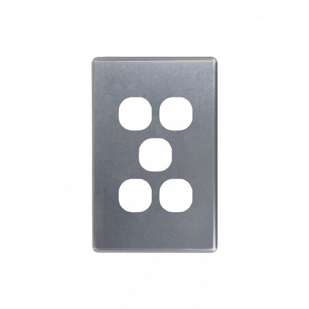 Flat Cat - Switch Vertical 5 Gang 10AX/16A 250V~  Brushed Aluminium Cover x5 - FLSWPV5GCBA
