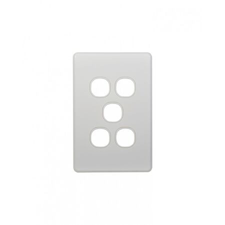 Flat Cat - Switch Horizontal 5 Gang 10AX/16A 250V~  White x5 - FLSW5G