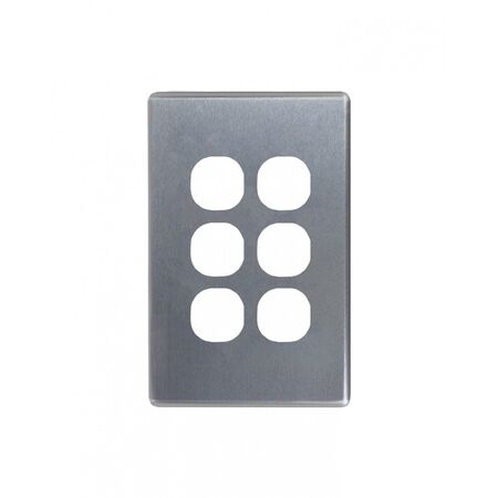 Flat Cat -u00a0Switch Vertical 6 Gang 10AX/16A 250V~  Brushed Aluminium Cover x5 - FLSWPV6GCBA