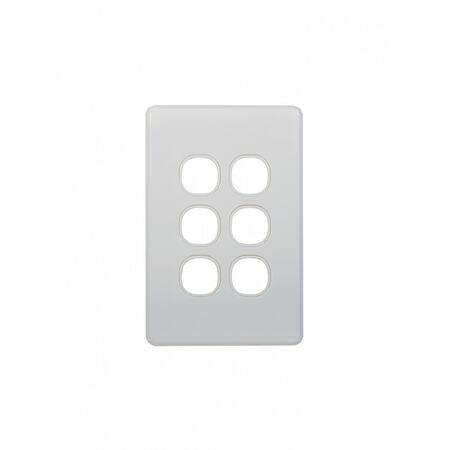Flat Cat - Switch Horizontal 6 Gang 10AX/16A 250V~  White x5 - FLSW6G